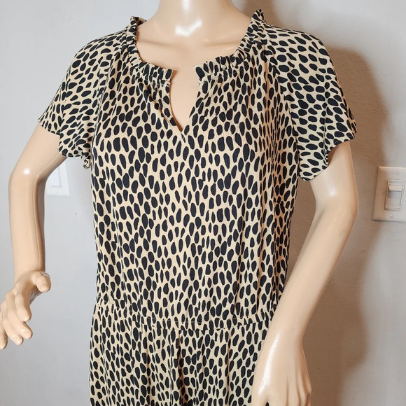 Talbots Stretch Cheetah Spot Short Sleeve Knee Length Dress size medium - Picture 2 of 16